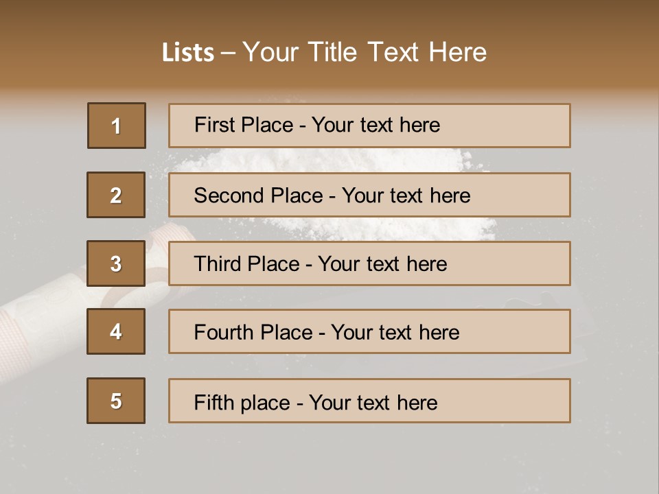 A Knife And Some White Powder On A Table PowerPoint Template