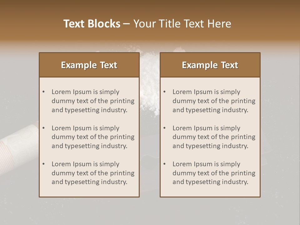 A Knife And Some White Powder On A Table PowerPoint Template