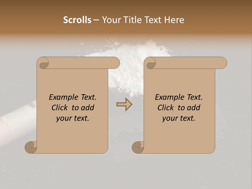 A Knife And Some White Powder On A Table PowerPoint Template