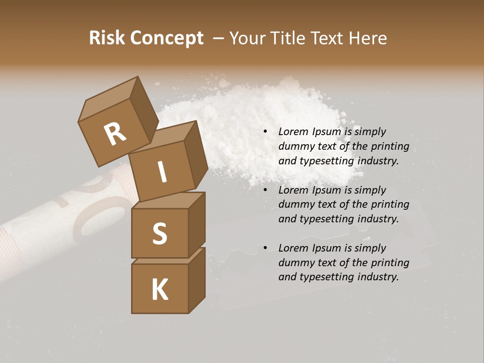 A Knife And Some White Powder On A Table PowerPoint Template