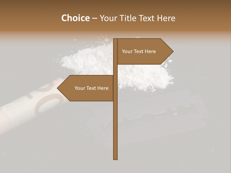 A Knife And Some White Powder On A Table PowerPoint Template