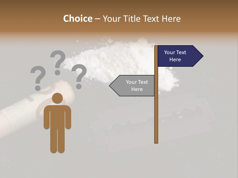 A Knife And Some White Powder On A Table PowerPoint Template