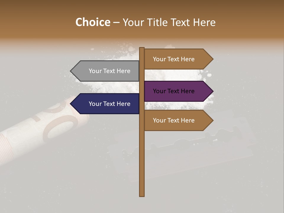 A Knife And Some White Powder On A Table PowerPoint Template