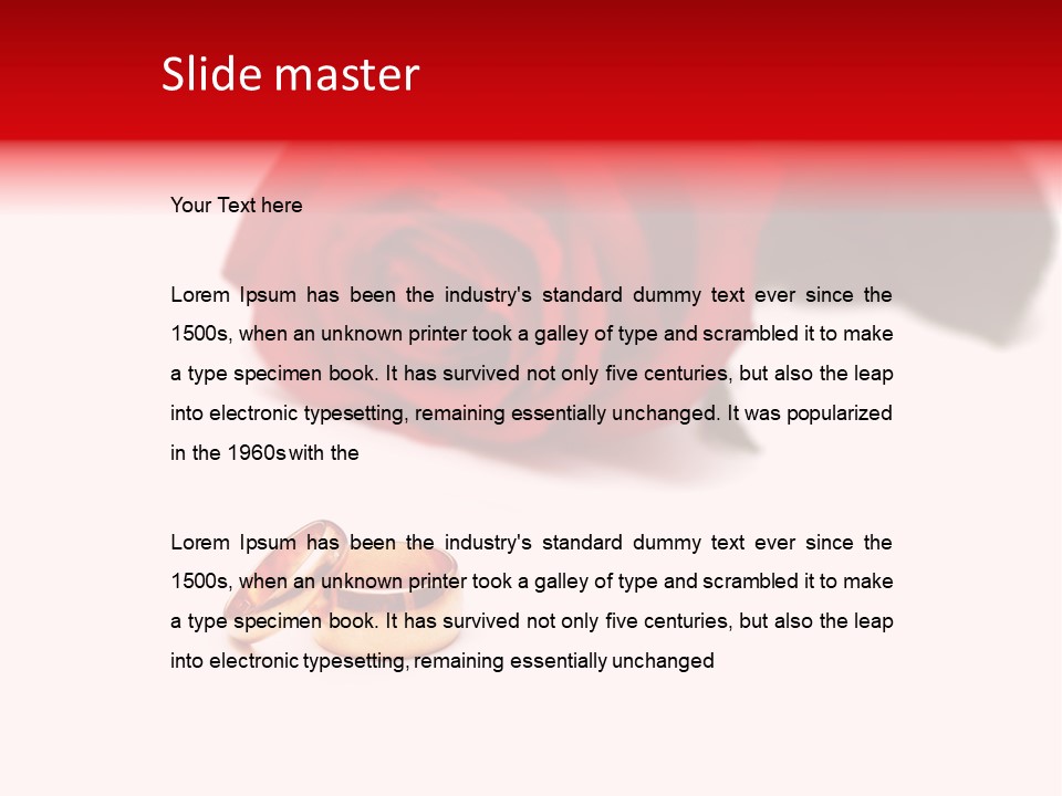 Wedding Rings And Rose At The Background PowerPoint Template