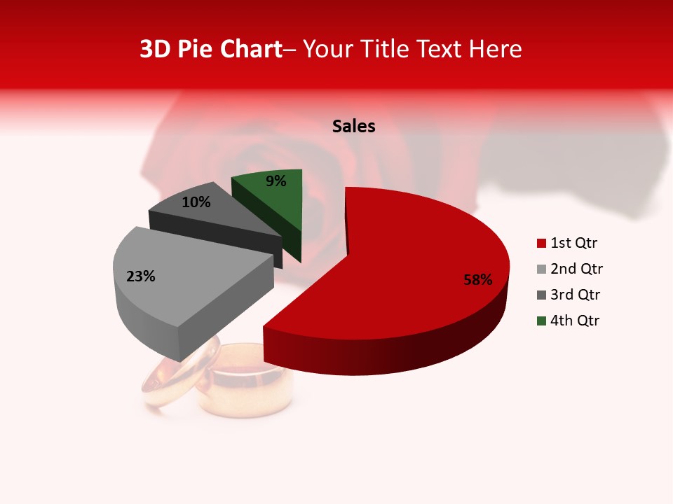 Wedding Rings And Rose At The Background PowerPoint Template