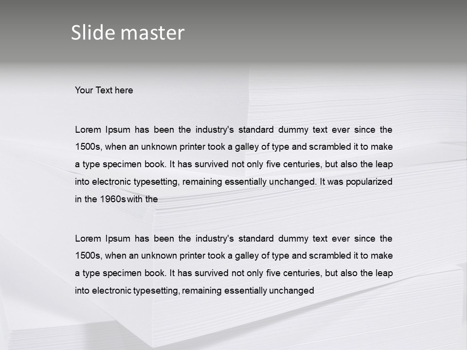 Pile Of Blank Papers PowerPoint Template