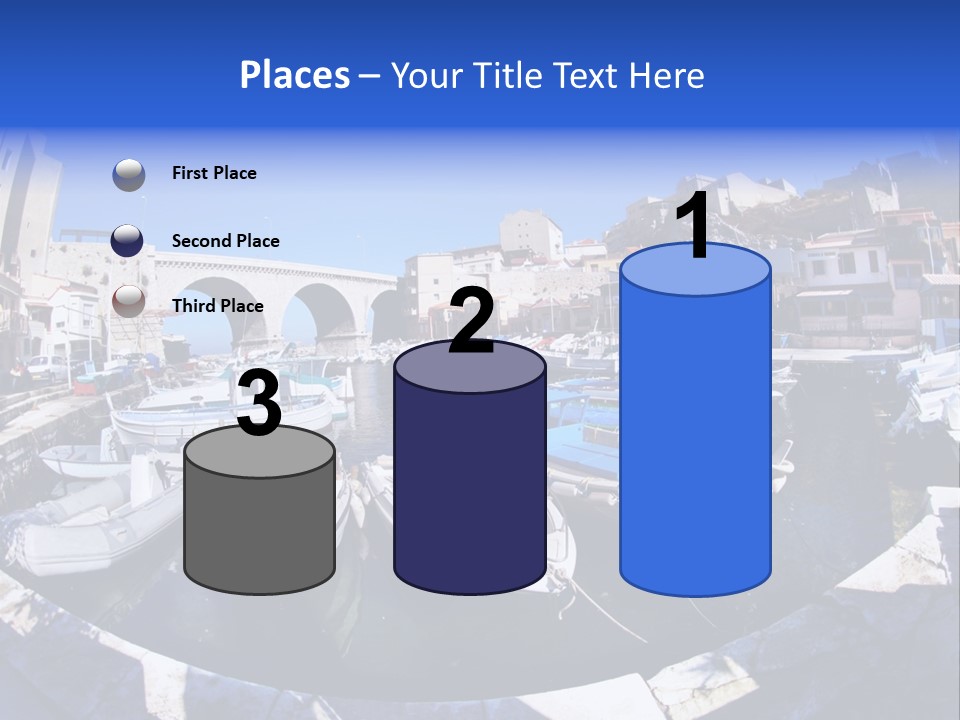 Bright Contrast Effect Of Boats In A Small Harbour In Marseille, France PowerPoint Template