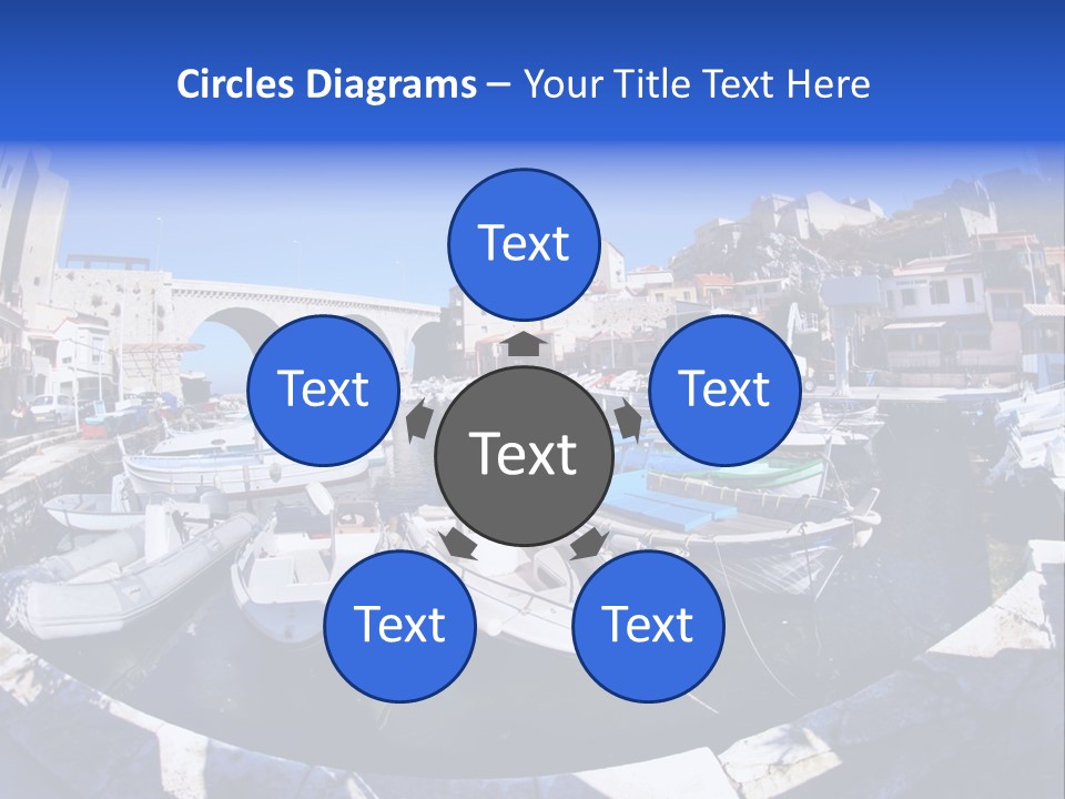 Bright Contrast Effect Of Boats In A Small Harbour In Marseille, France PowerPoint Template