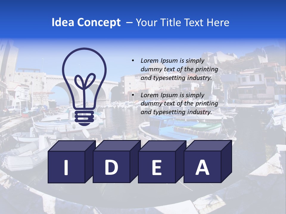 Bright Contrast Effect Of Boats In A Small Harbour In Marseille, France PowerPoint Template