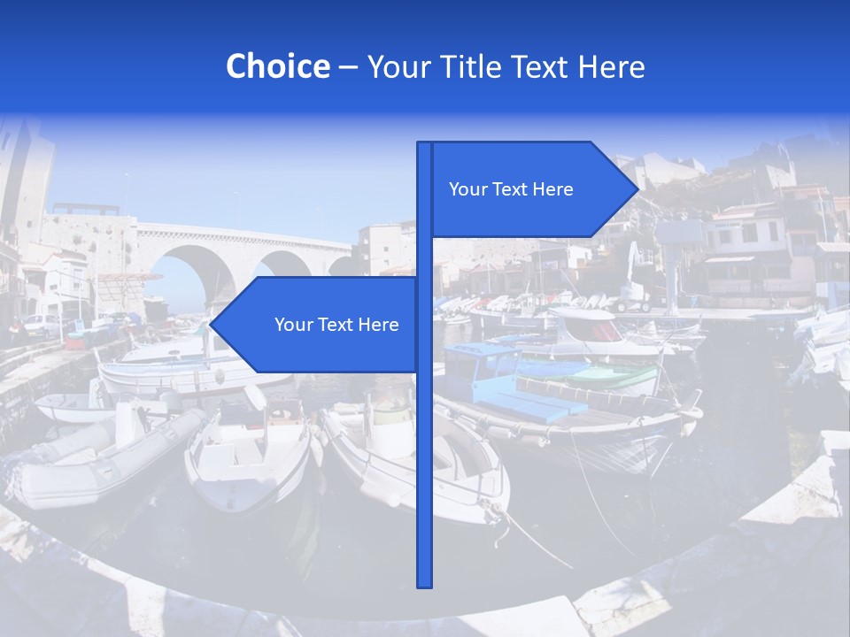 Bright Contrast Effect Of Boats In A Small Harbour In Marseille, France PowerPoint Template