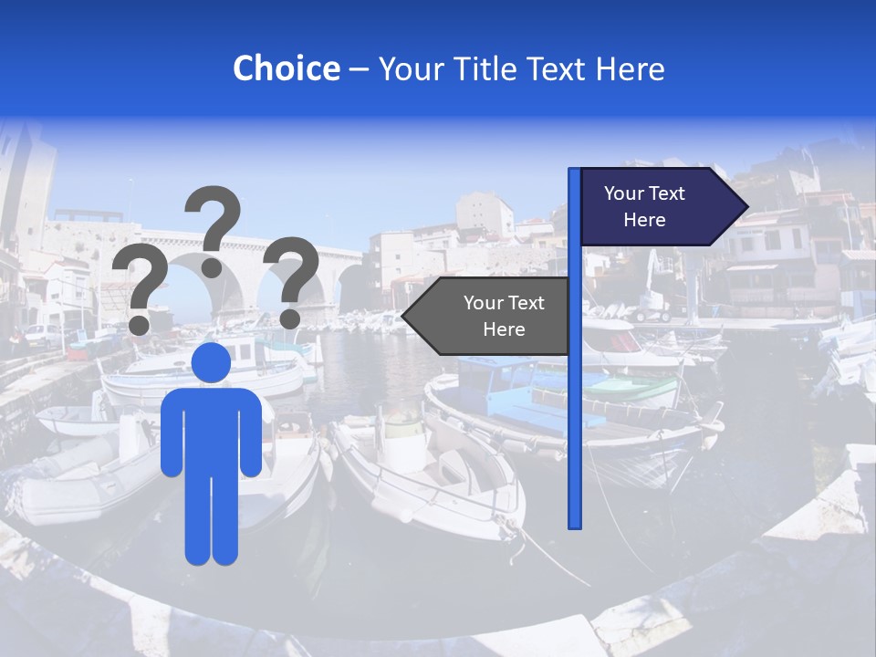 Bright Contrast Effect Of Boats In A Small Harbour In Marseille, France PowerPoint Template