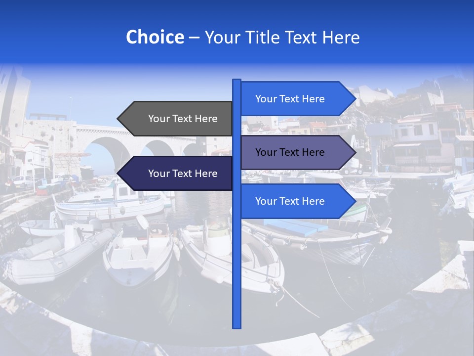 Bright Contrast Effect Of Boats In A Small Harbour In Marseille, France PowerPoint Template