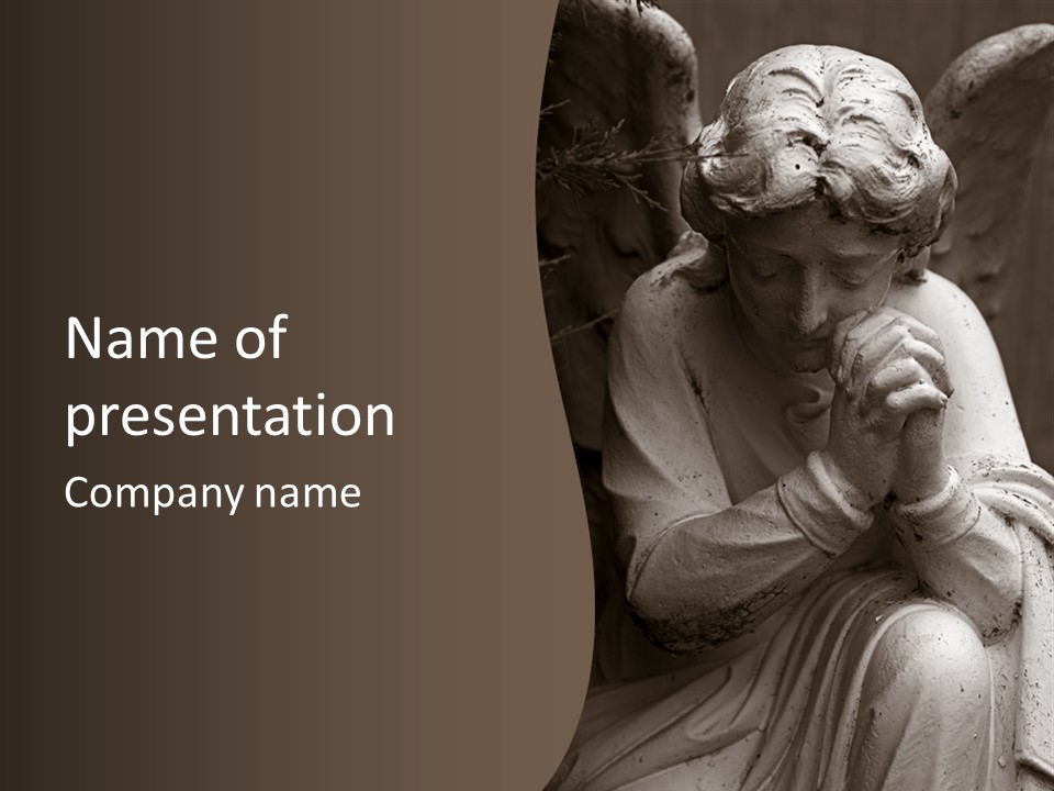 A Statue Of An Angel Praying. PowerPoint Template