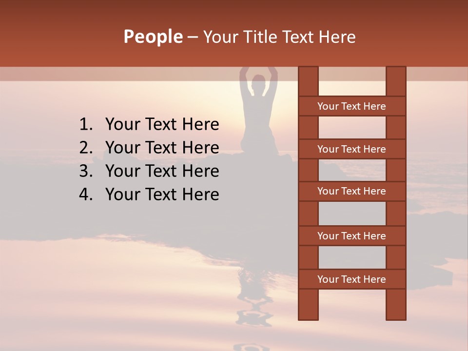 Woman Doing Yoga At Sunset On The Seashore PowerPoint Template