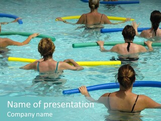 Wemen Doing Water Aerobic In Pool PowerPoint Template