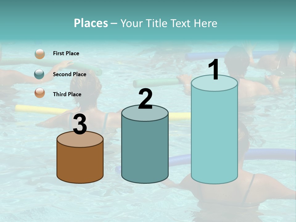 Wemen Doing Water Aerobic In Pool PowerPoint Template