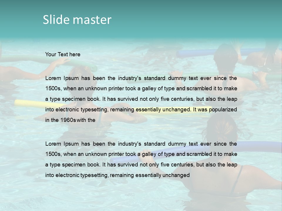 Wemen Doing Water Aerobic In Pool PowerPoint Template