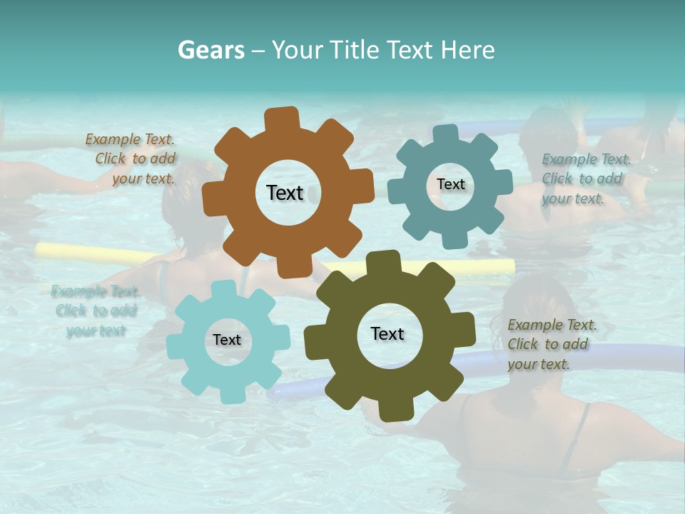 Wemen Doing Water Aerobic In Pool PowerPoint Template