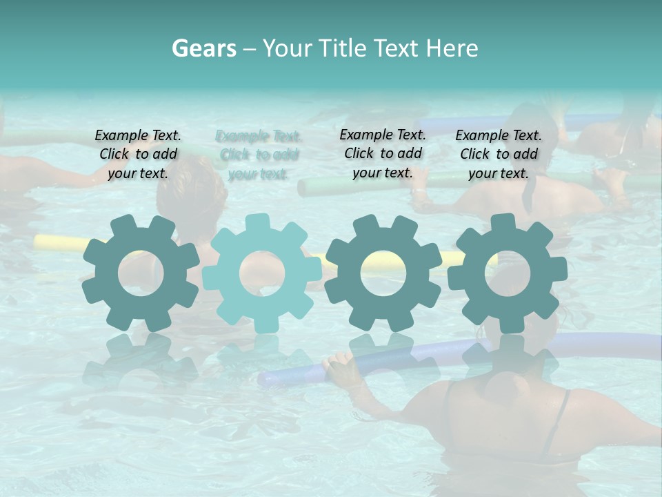 Wemen Doing Water Aerobic In Pool PowerPoint Template