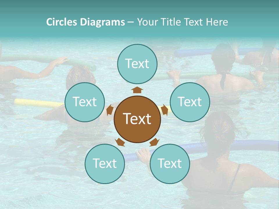 Wemen Doing Water Aerobic In Pool PowerPoint Template