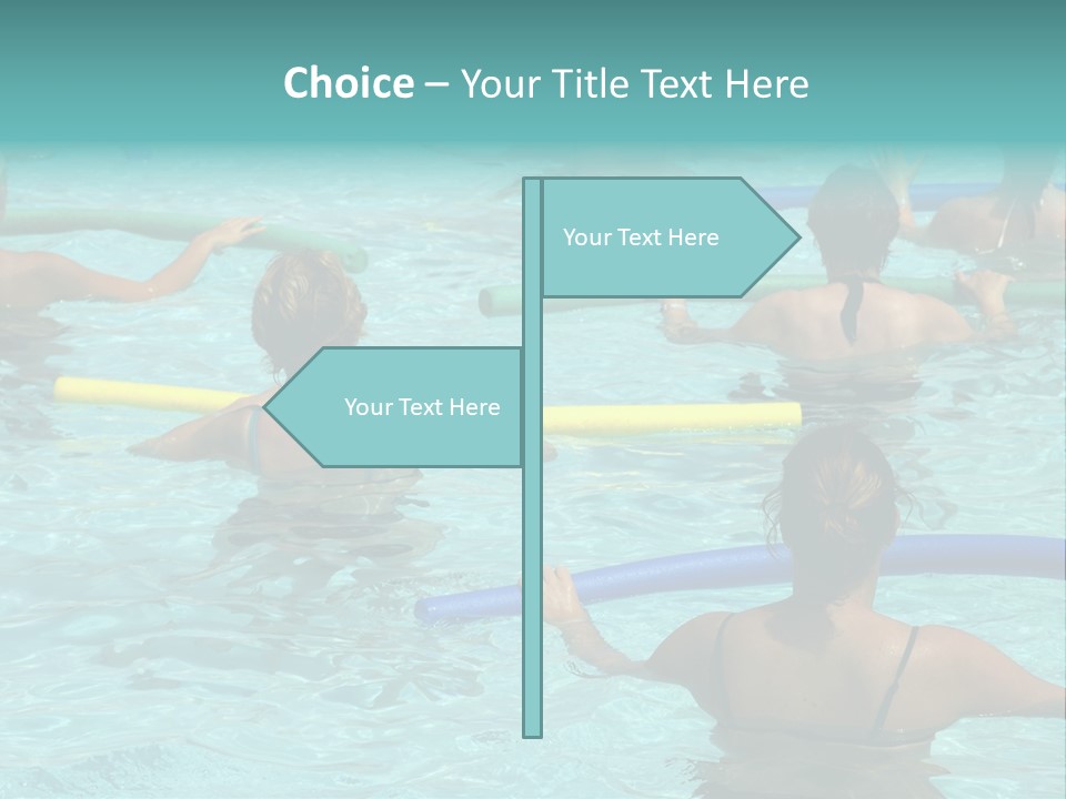 Wemen Doing Water Aerobic In Pool PowerPoint Template