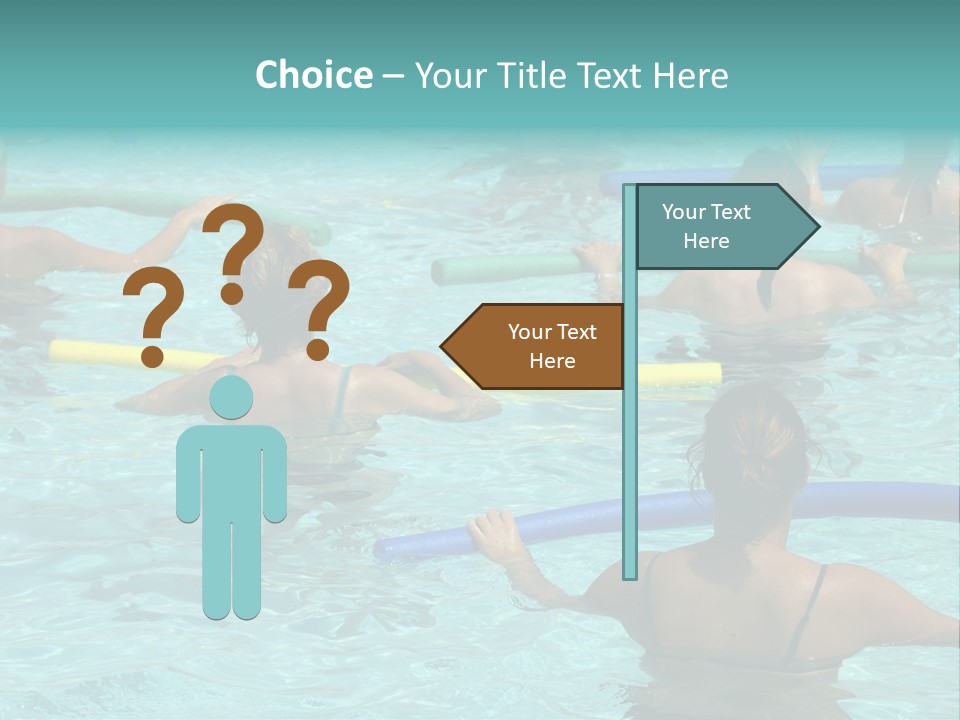 Wemen Doing Water Aerobic In Pool PowerPoint Template