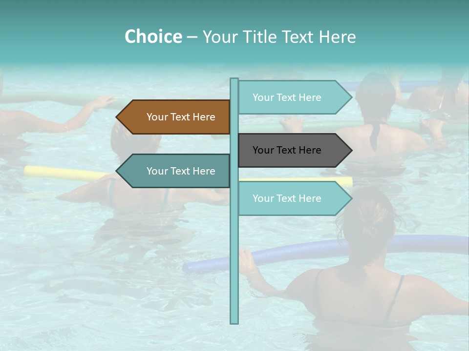 Wemen Doing Water Aerobic In Pool PowerPoint Template