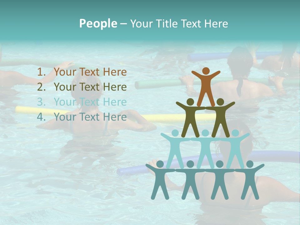 Wemen Doing Water Aerobic In Pool PowerPoint Template