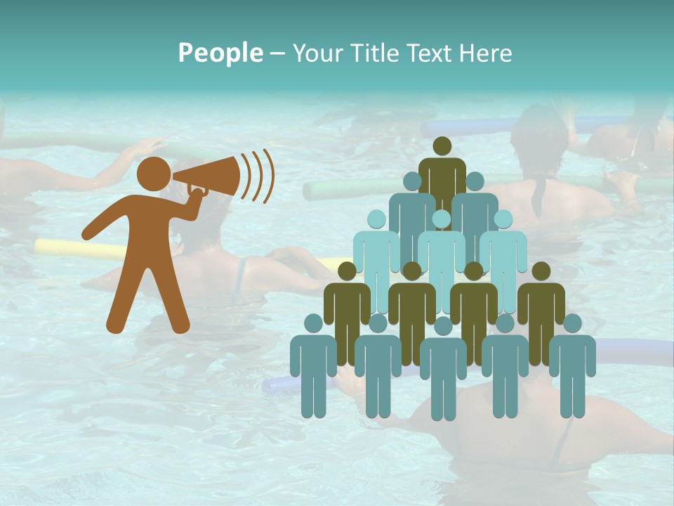Wemen Doing Water Aerobic In Pool PowerPoint Template