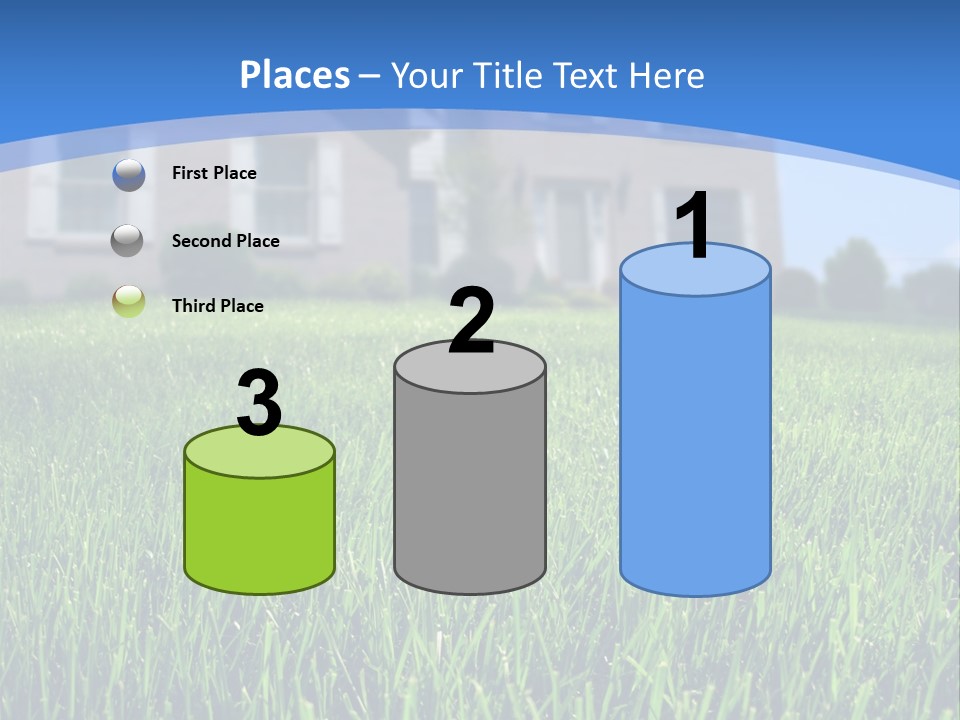 Focus On Front Lawn With House In Background. PowerPoint Template