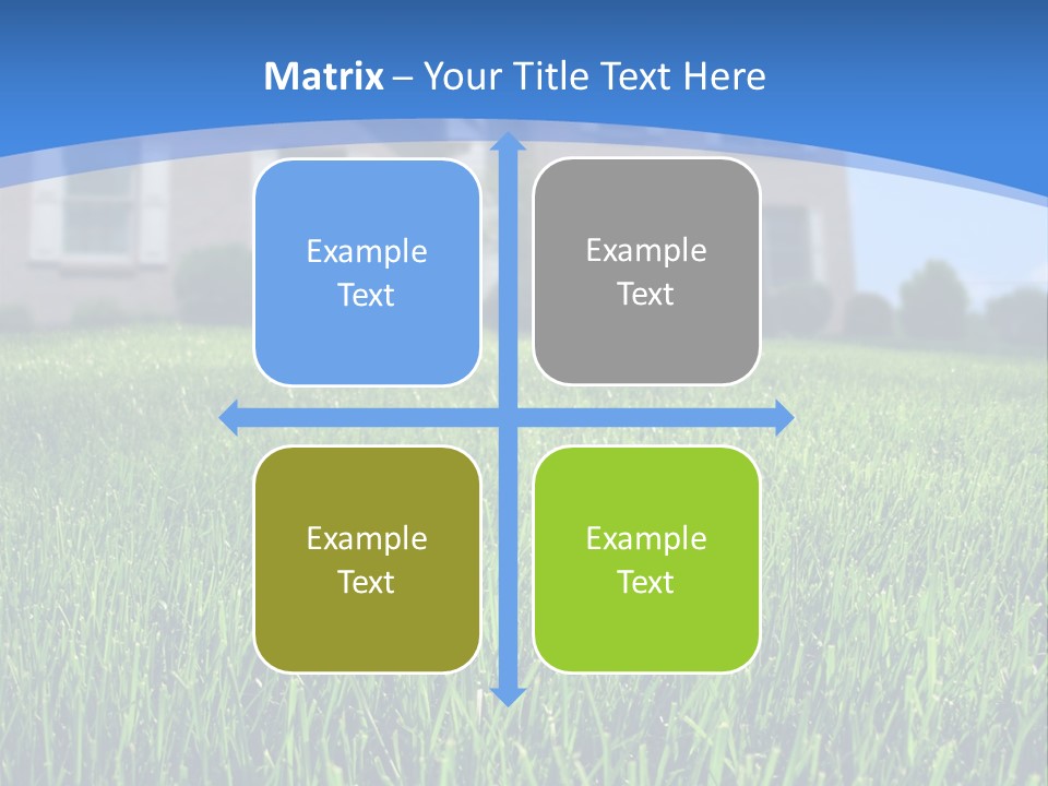 Focus On Front Lawn With House In Background. PowerPoint Template