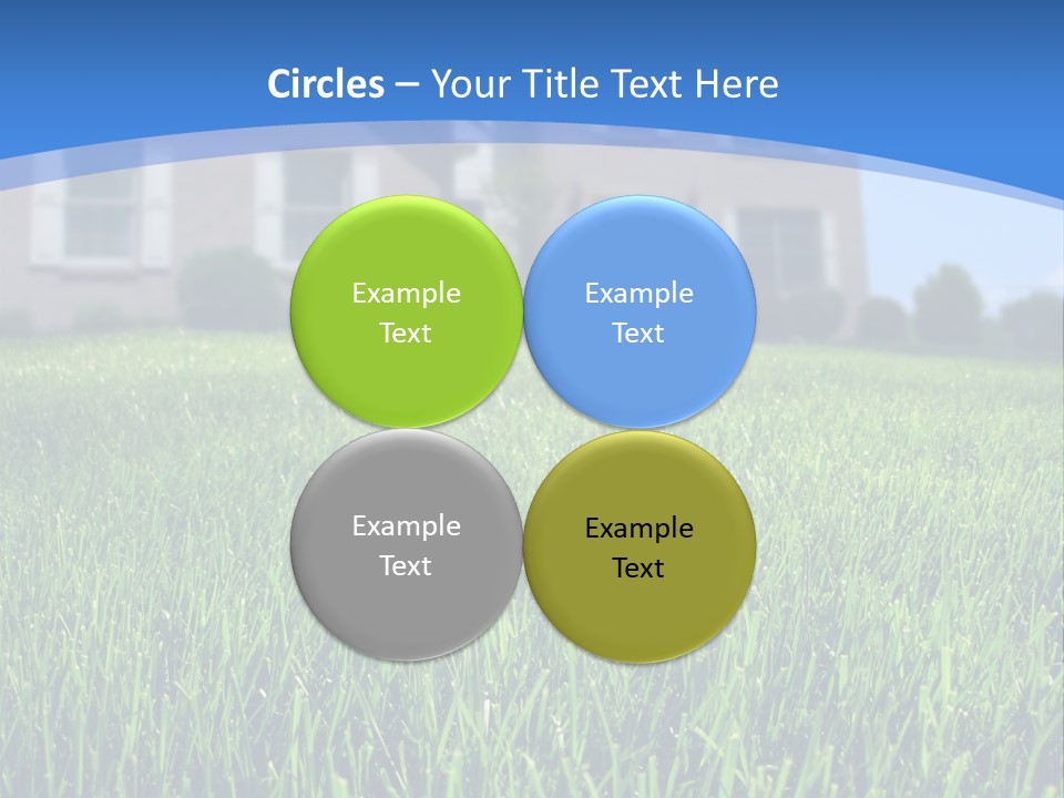 Focus On Front Lawn With House In Background. PowerPoint Template