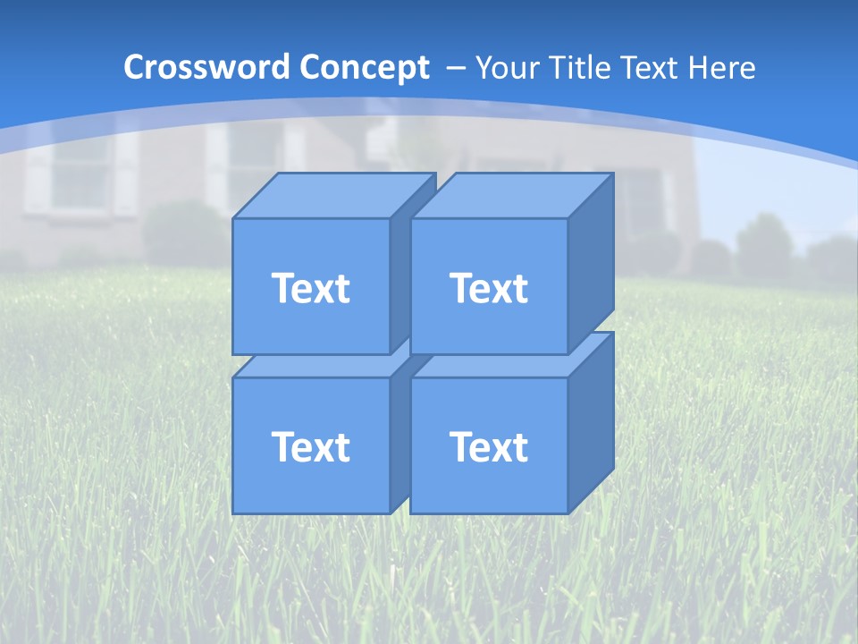 Focus On Front Lawn With House In Background. PowerPoint Template