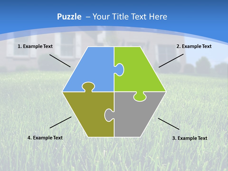 Focus On Front Lawn With House In Background. PowerPoint Template