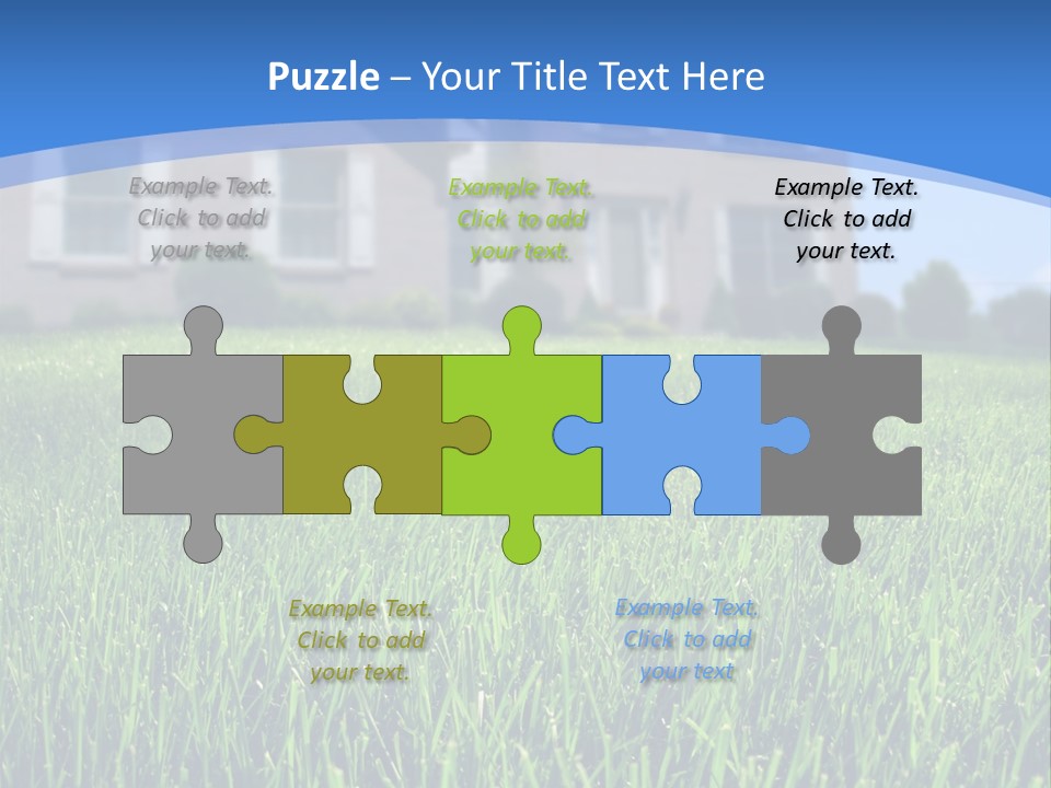 Focus On Front Lawn With House In Background. PowerPoint Template
