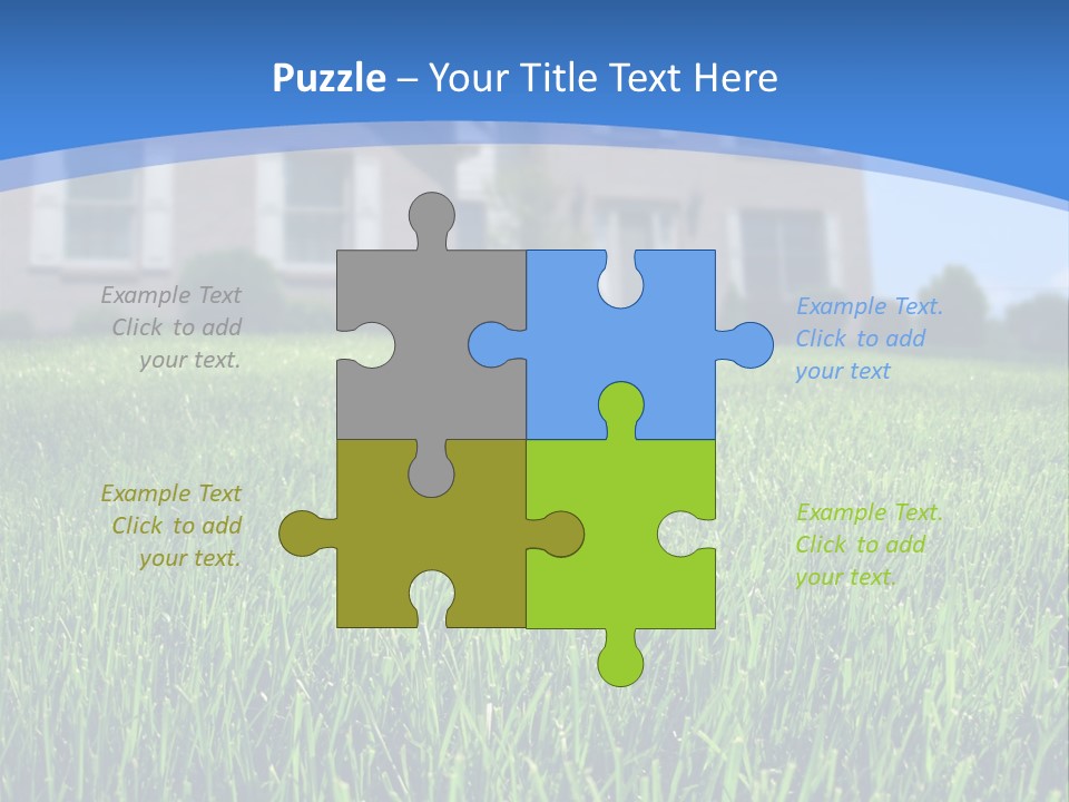 Focus On Front Lawn With House In Background. PowerPoint Template