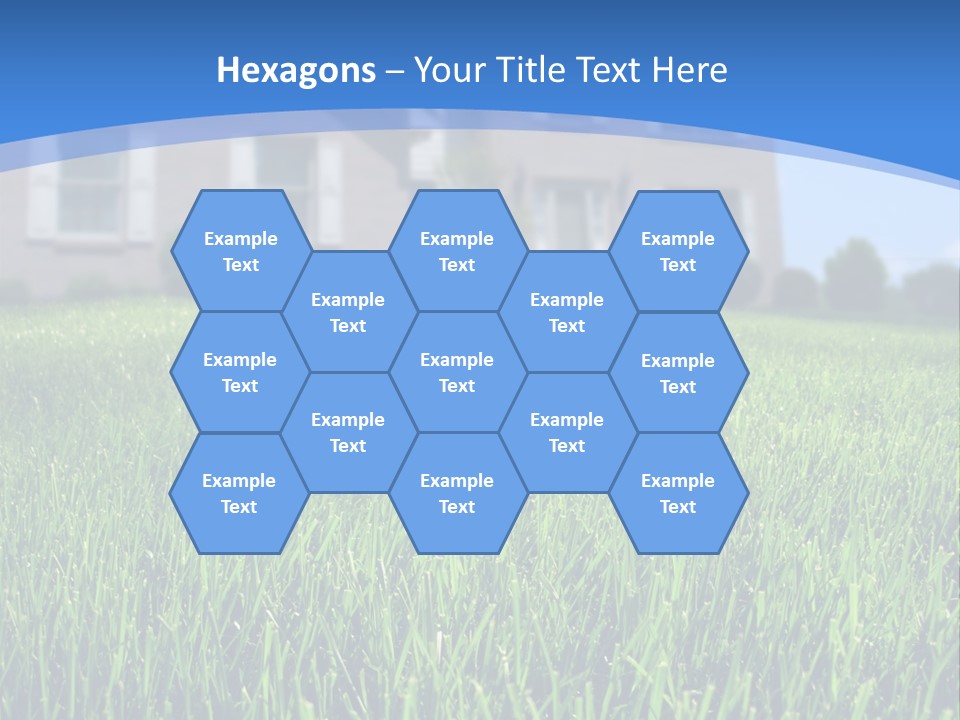 Focus On Front Lawn With House In Background. PowerPoint Template