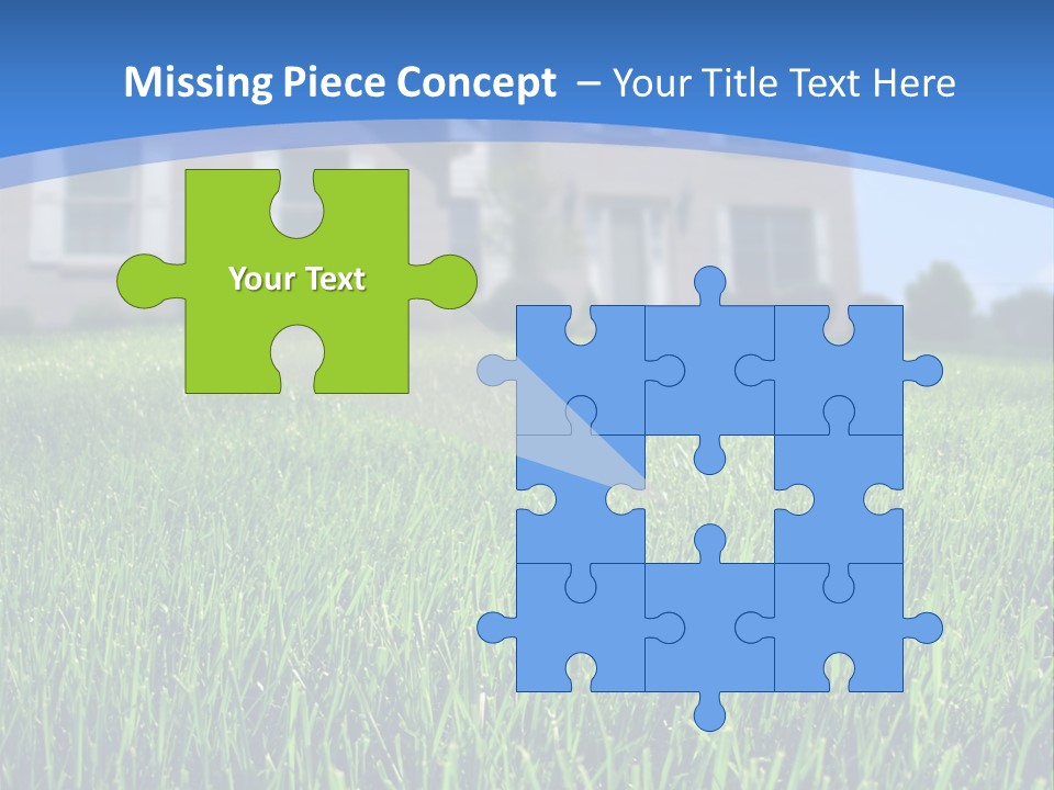 Focus On Front Lawn With House In Background. PowerPoint Template