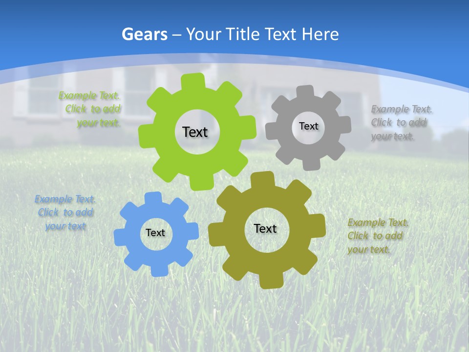 Focus On Front Lawn With House In Background. PowerPoint Template