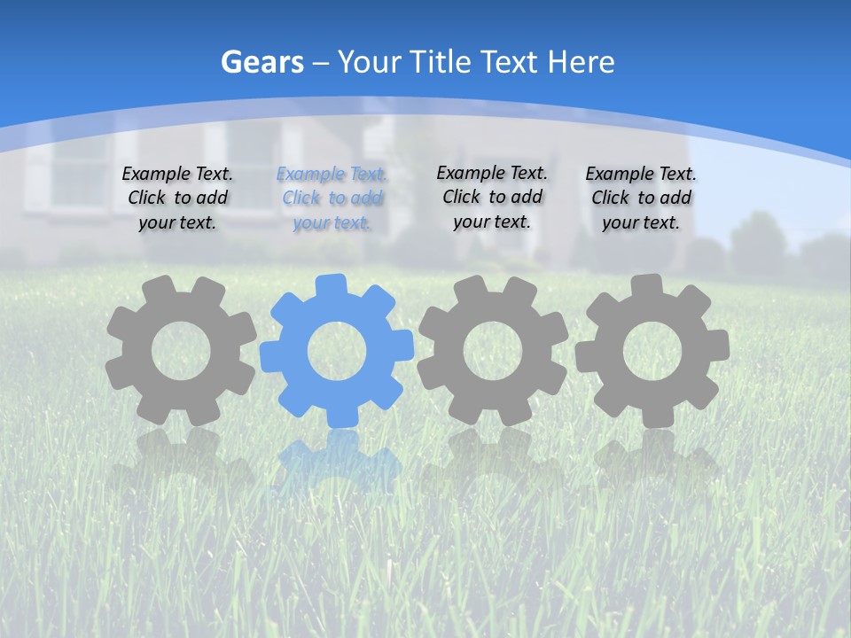 Focus On Front Lawn With House In Background. PowerPoint Template