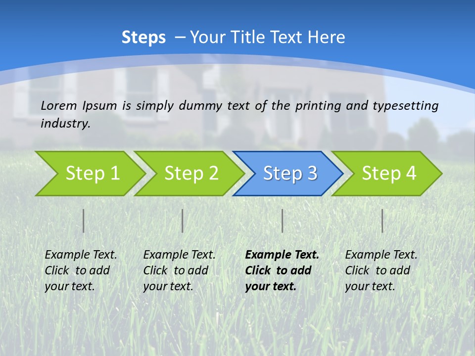 Focus On Front Lawn With House In Background. PowerPoint Template