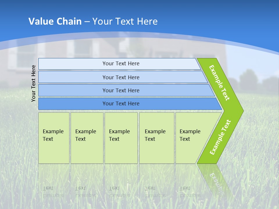Focus On Front Lawn With House In Background. PowerPoint Template