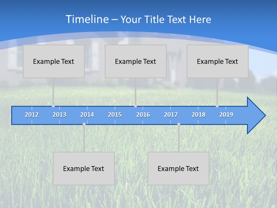Focus On Front Lawn With House In Background. PowerPoint Template