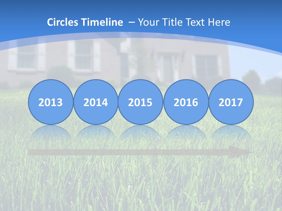 Focus On Front Lawn With House In Background. PowerPoint Template