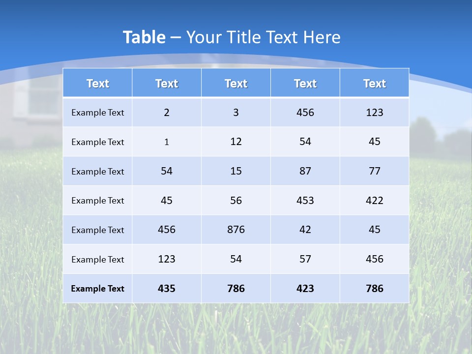 Focus On Front Lawn With House In Background. PowerPoint Template