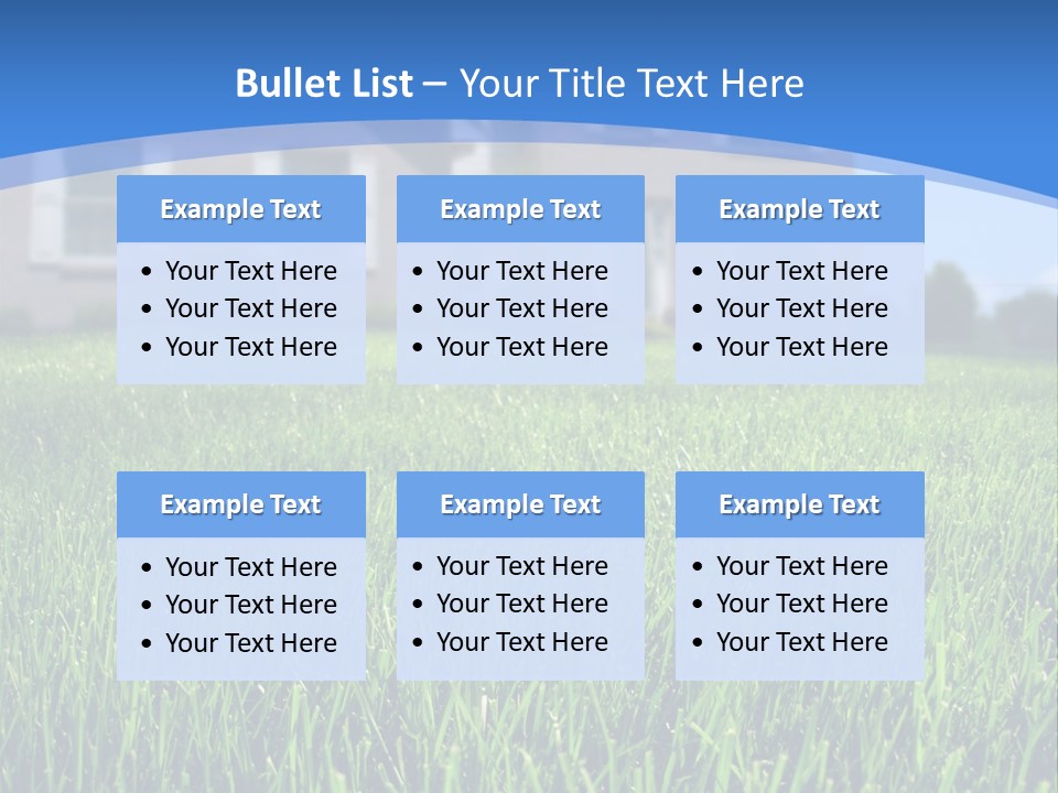 Focus On Front Lawn With House In Background. PowerPoint Template