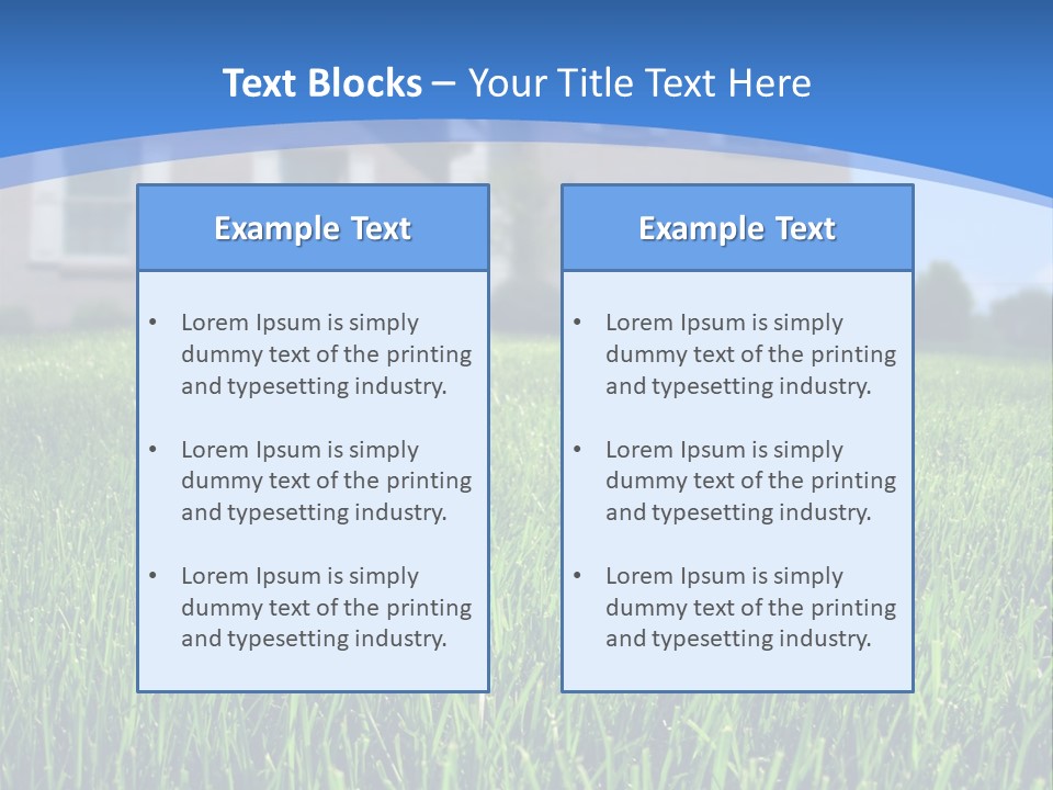 Focus On Front Lawn With House In Background. PowerPoint Template