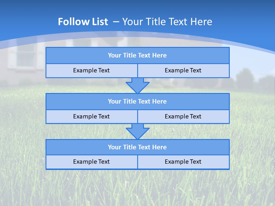 Focus On Front Lawn With House In Background. PowerPoint Template