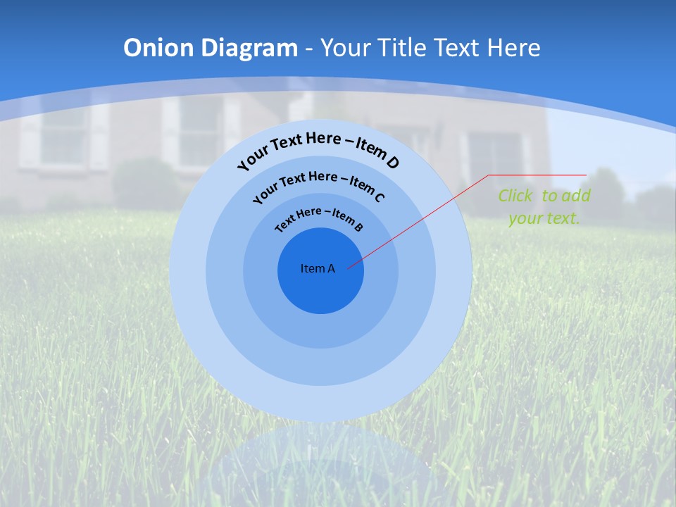 Focus On Front Lawn With House In Background. PowerPoint Template