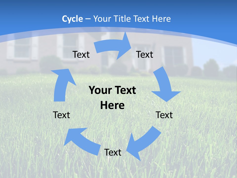 Focus On Front Lawn With House In Background. PowerPoint Template